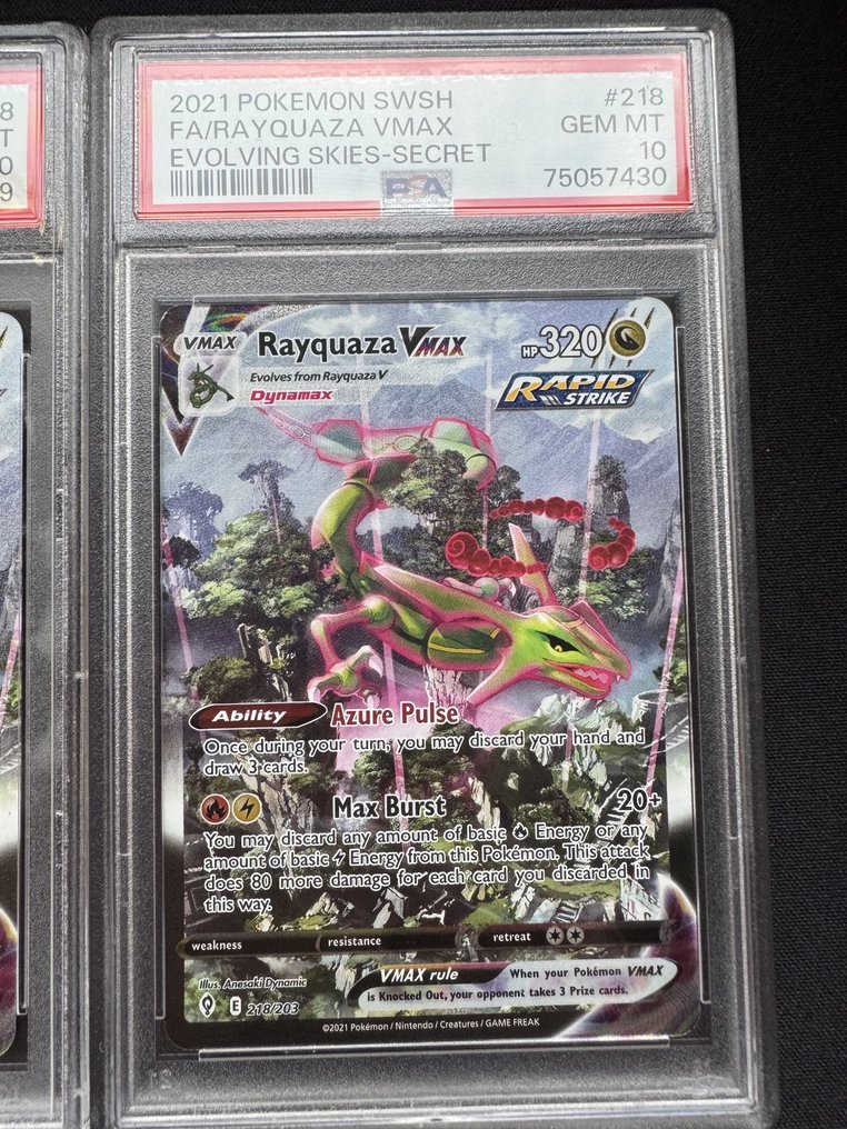 Pokémon - 2 Graded card - Rayquaza #218 Folie, Hemmelig sjelden, Full kunst - PSA 10 - Sword & Shield - Evolving Skies #2.1