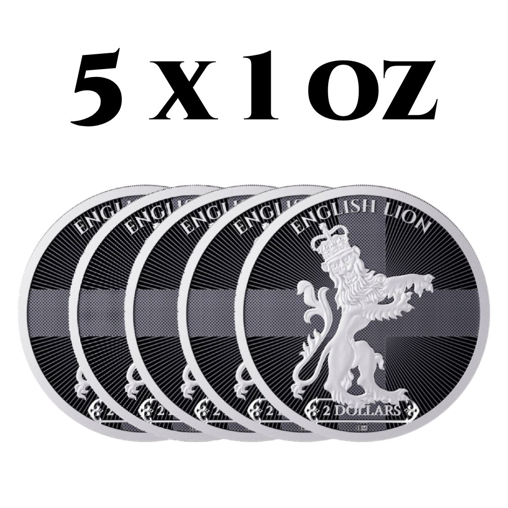 Niue. 2 Dollars 5 x 2024 1oz $2 NZD Niue English Lion Silver Coin BU (In Capsule) #1.0