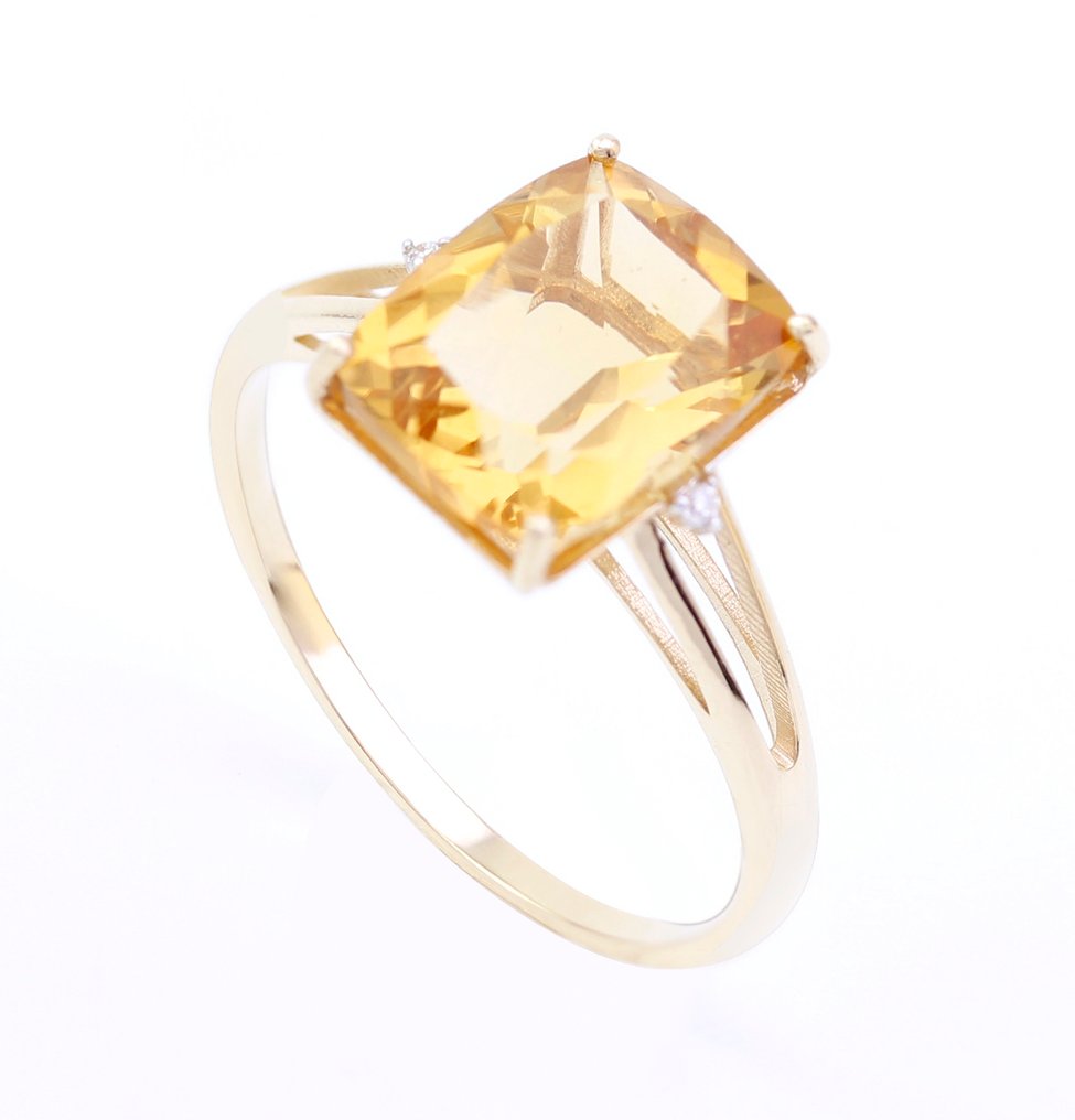 χωρίς τιμή ασφαλείας - Δαχτυλίδι - 14 καράτια Κίτρινο χρυσό Κιτρίνης - Διαμάντι - US-7 #1.0