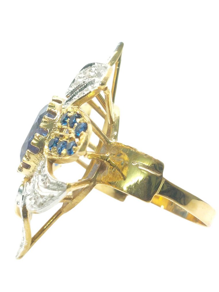 χωρίς τιμή ασφαλείας - Δαχτυλίδι - 9 kt. Ασημί, Κίτρινο χρυσό Ζαφείρι - Διάφοροι πολύτιμοι λίθοι #2.1