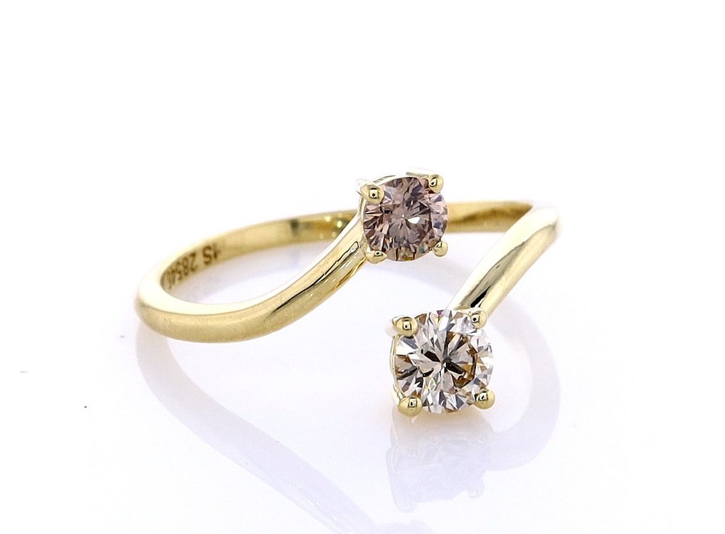 沒有保留價 - 戒指 - 14 克拉 黃金 -  0.50ct. tw. 鉆石 (天然彩色) #1.0