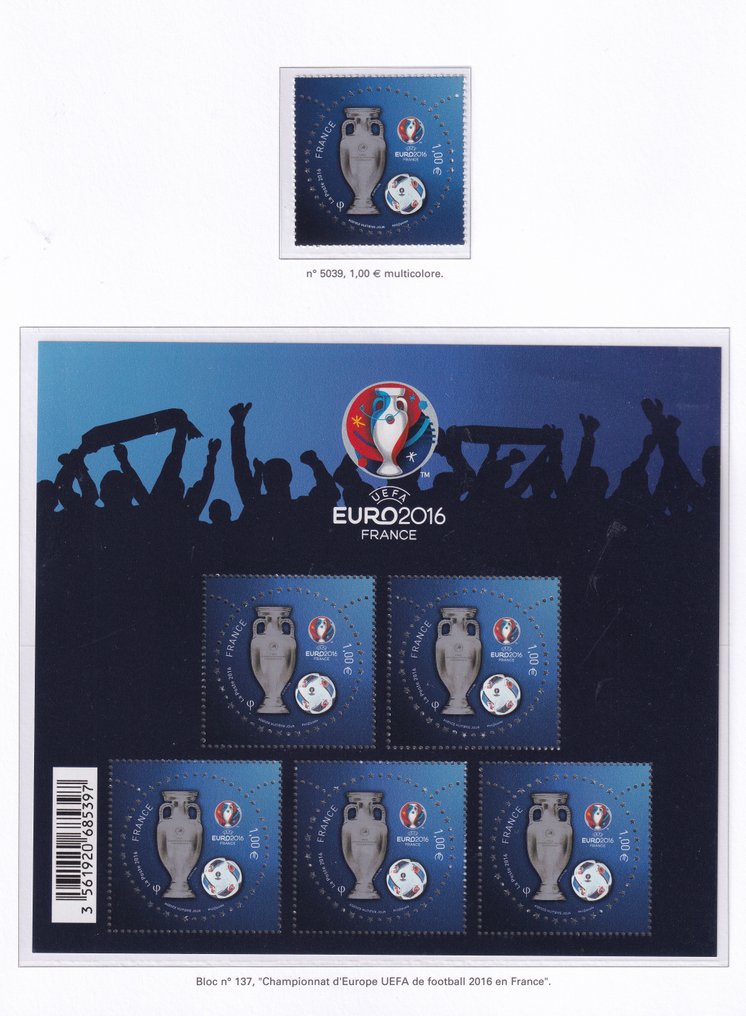 Frankrike 2016 - Sällsynt UEFA Euro 2016-flyer, lackerad med 3D-effekt - Yvert bloc n°137 #1.0
