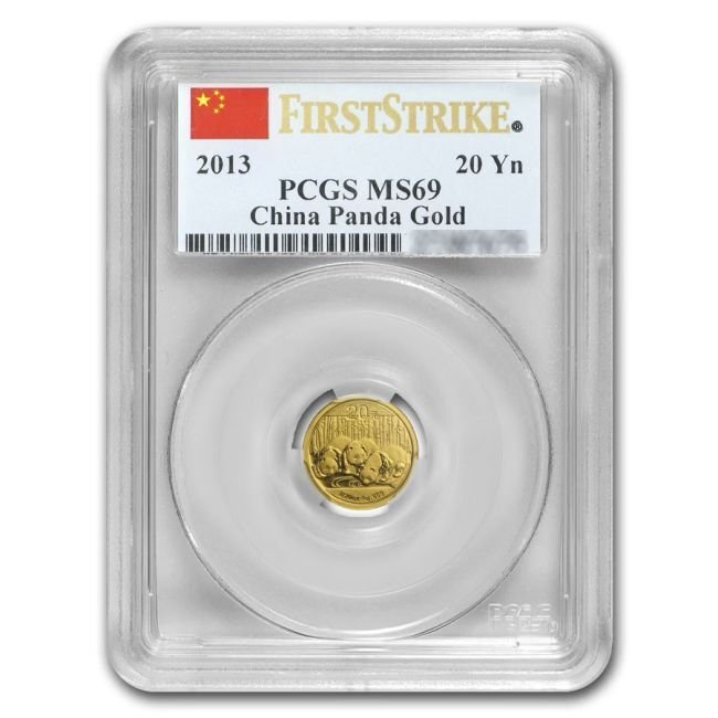 Cina. 2013 1/20 oz ¥20 CNY Chinese Gold Panda PCGS MS69 First Strike® #1.0