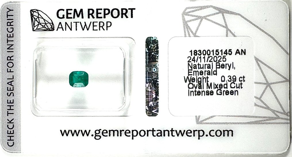 没有保留价 - 1 pcs  绿色 祖母绿  - 0.39 ct - 安特卫普宝石报告（GRA） #3.2