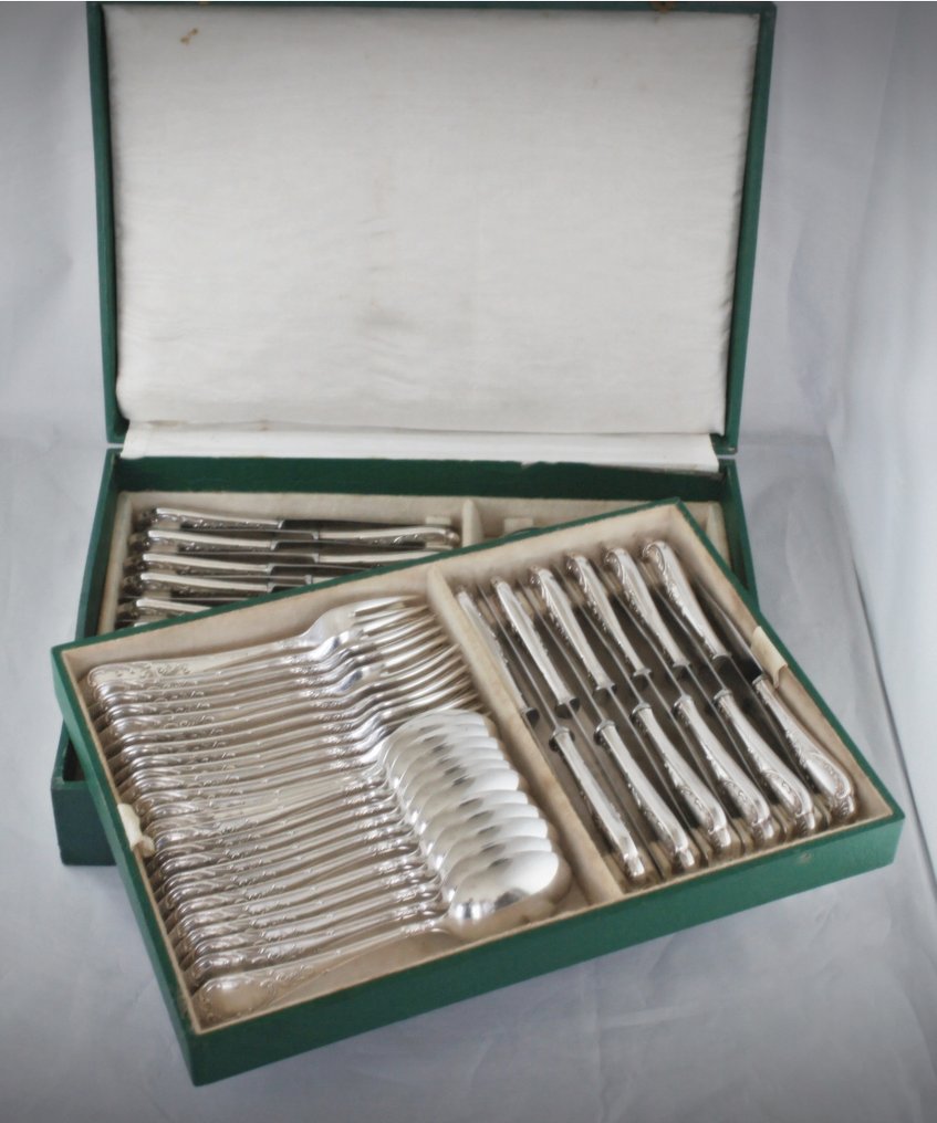 Syma Brussels/Solingen  Silber 100 - 12人用餐具套装 (84) - 洛可可路易十五 - 镀银 #1.0