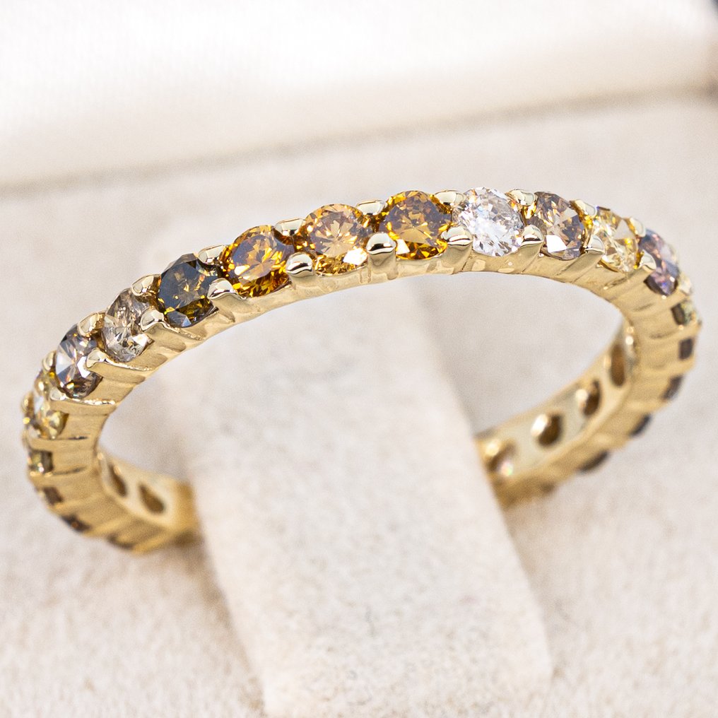 χωρίς τιμή ασφαλείας - Δαχτυλίδι - 14 καράτια Κίτρινο χρυσό -  1.08ct. tw. Διαμάντι (Φυσικού χρώματος) #4.3