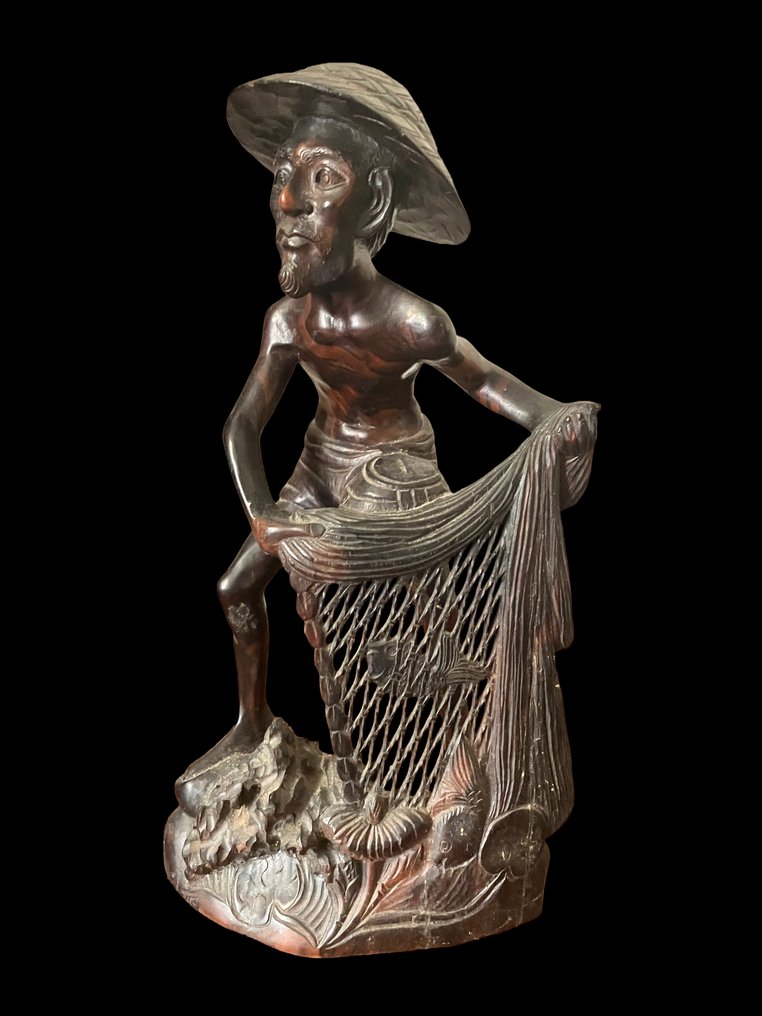 Set of 3 hand-carved figures Bali - Estátua - Indonésia (Sem preço de reserva) #2.1