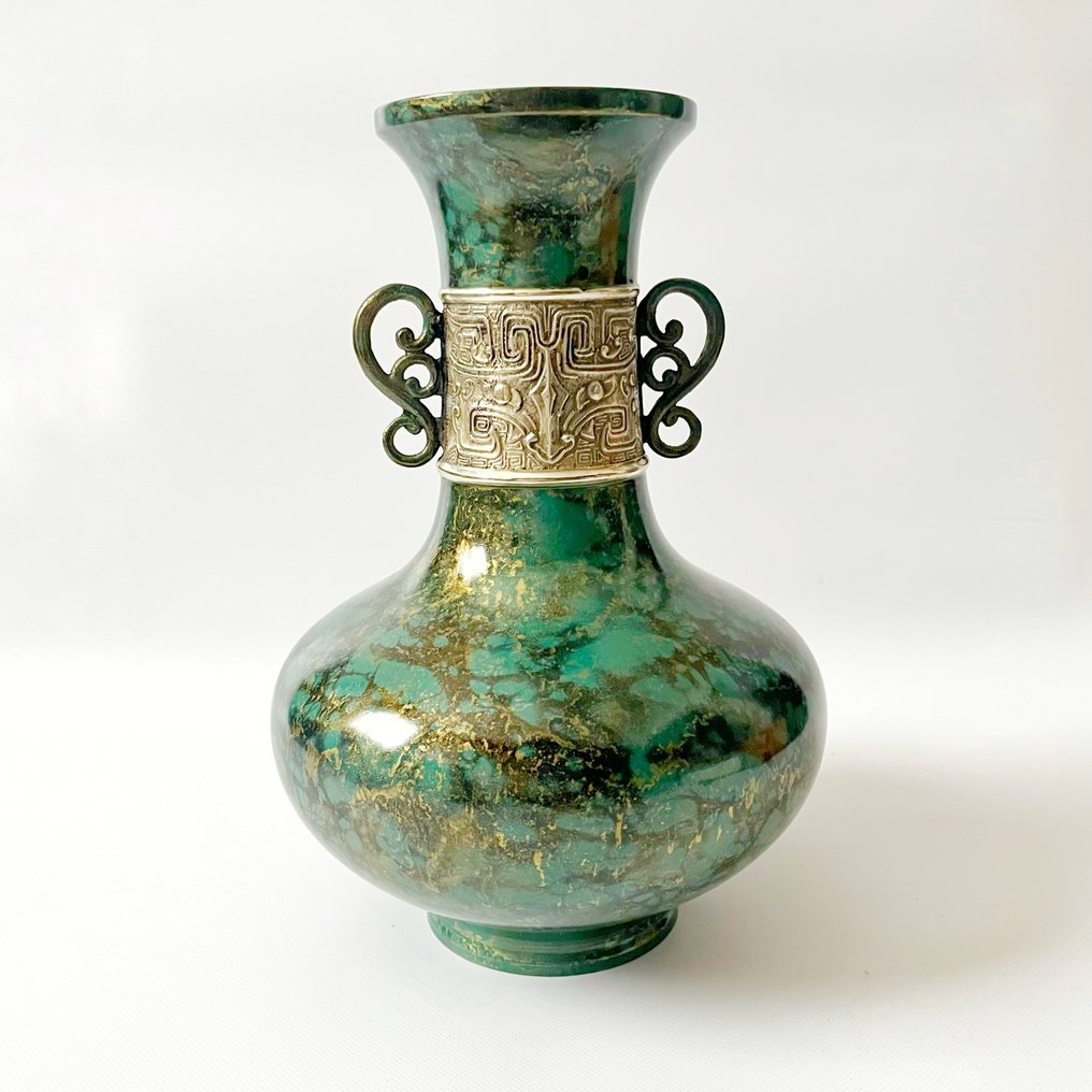 花瓶 - 合金, 青銅色 - 日本 - Takaoka 青铜瑞峰  (沒有保留價) #3.2