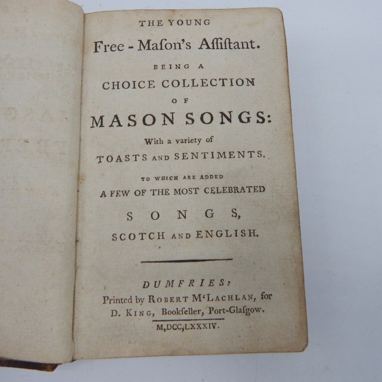 king - masonic The Young Free-Mason’s Assistent songs Scotch and Englisch - 1784 #4.3