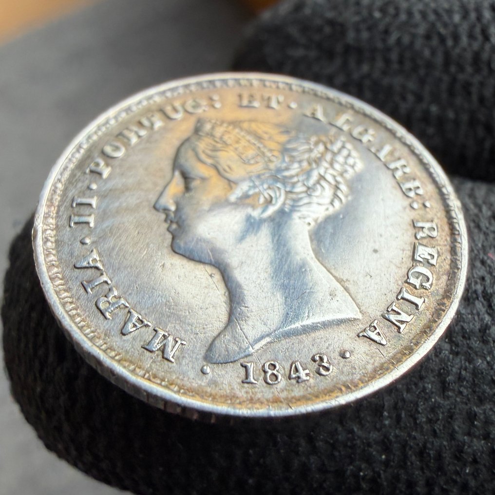 Πορτογαλία. D. Maria II (1834-1853). Tostão (100 Reis) 1843 Data Emendada  (χωρίς τιμή ασφαλείας) #3.2