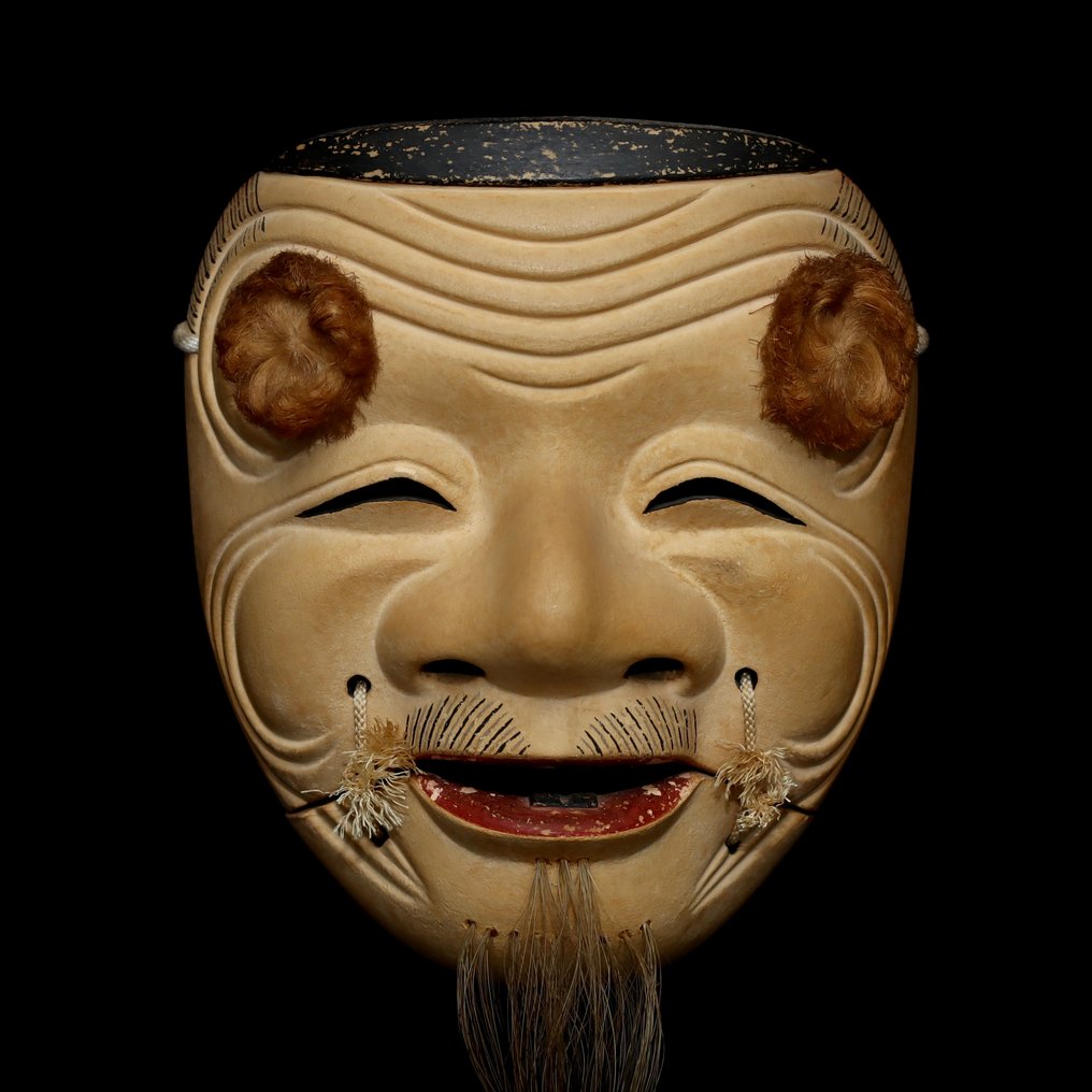 Μάσκα Noh - Ξύλο - Υπογεγραμμένη μάσκα Noh - OKINA翁 #1.0