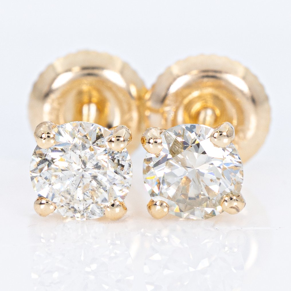 没有保留价 - 耳环 - 14K包金 黄金 -  1.02ct. tw. 钻石 (天然) - GWLab #1.0