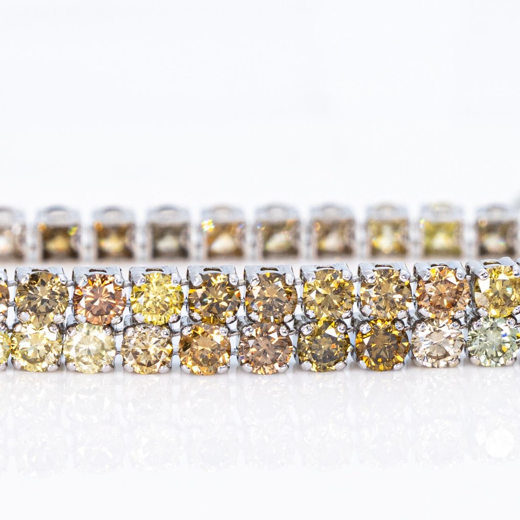 沒有保留價 - 手鈪 - 14 克拉 白金 - 3.24ct. tw. 鉆石 (天然彩色) - IGI #1.0