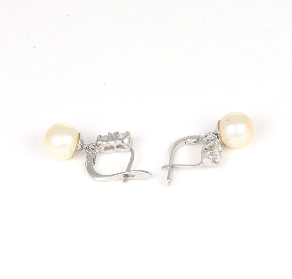 χωρίς τιμή ασφαλείας - Σκουλαρίκια - 18 καράτια Λευκός χρυσός - 0.50ct. tw. Διαμάντι (Φυσικό) - Μαργαριτάρι #4.3