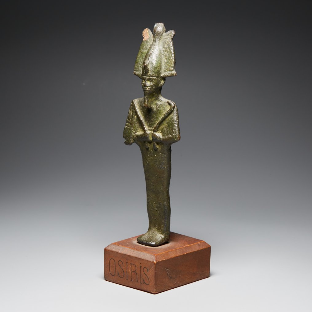 Altägyptisch Bronze Osiris-Gott. Späte Periode, 664 – 332 v. Chr. 11,5 cm H. #2.1