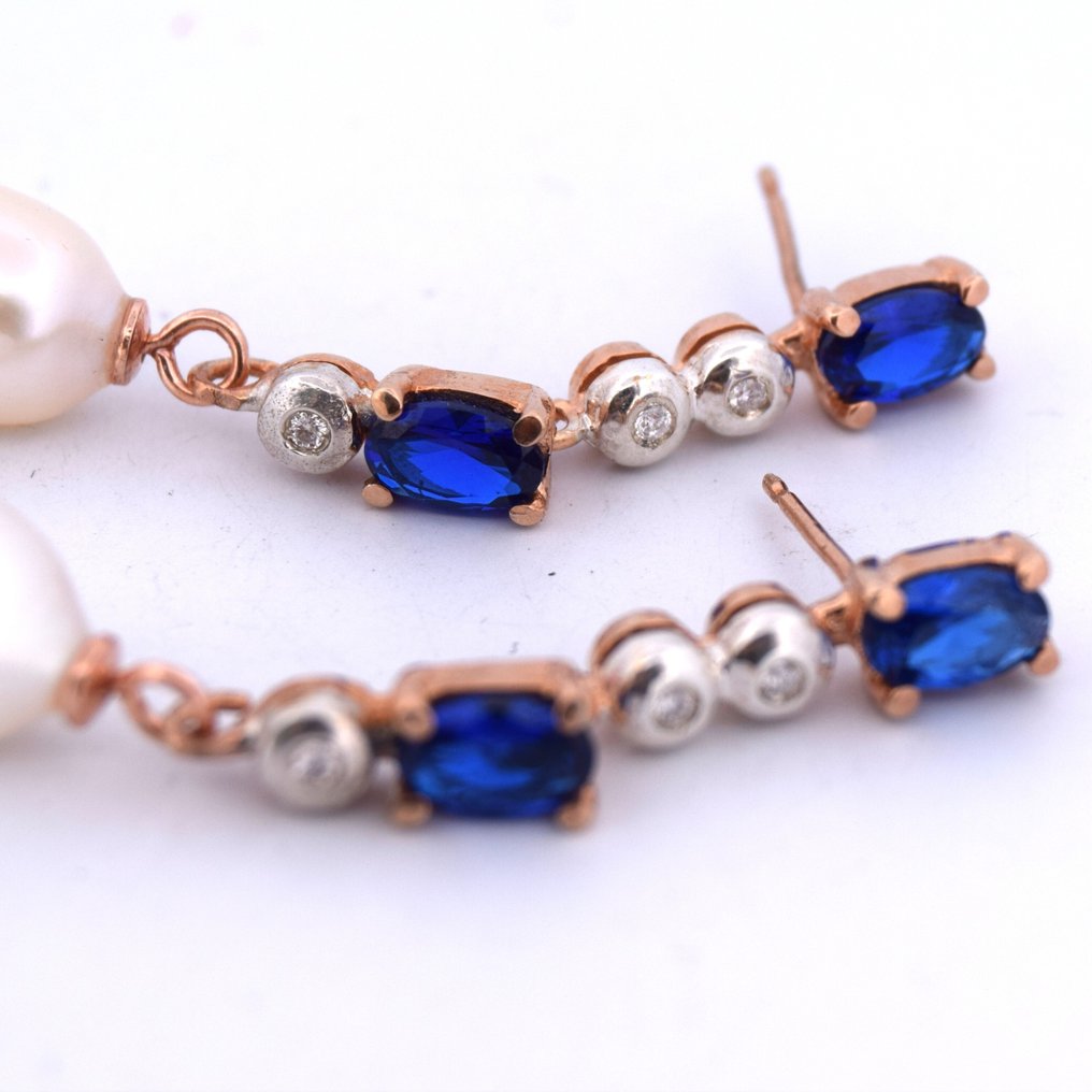 没有保留价 - 耳环 - 9 kt. 玫瑰金 -  2.20ct. tw. 祖母绿 - 钻石 #2.1