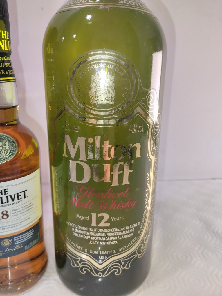 Glenlivet 12yo - 15yo - 18yo Tasting Experience + Milton Duff 12yo  - 20 cl, 75 cl - 4 flaskor #1.0