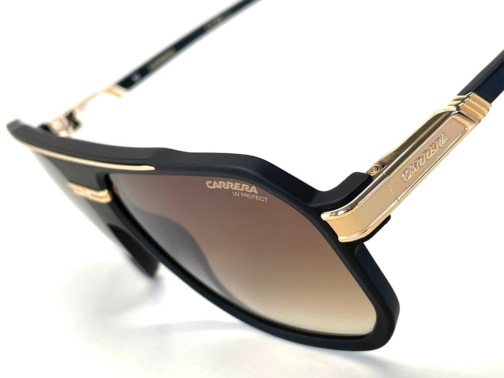 Carrera - 1077/S-I46, Cat: *3, UV-Protect, AR+, Smoke Brown Gradient, Matte Black Acetate & Gold, Flex Hinges - Γυαλιά ηλίου #2.1