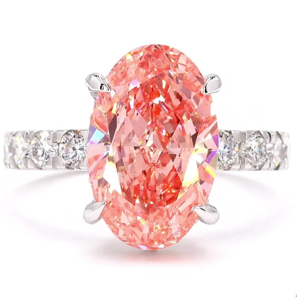 χωρίς τιμή ασφαλείας - Δαχτυλίδι - 18 καράτια Λευκός χρυσός -  6.27ct. tw. Ροζ Διαμάντι (Διαμάντια εργαστηριακής καλλιέργειας με φανταχτερά χρώματα) - Διαμάντι - Πολυτεχνική Ζωντανή Ροζ #2.1