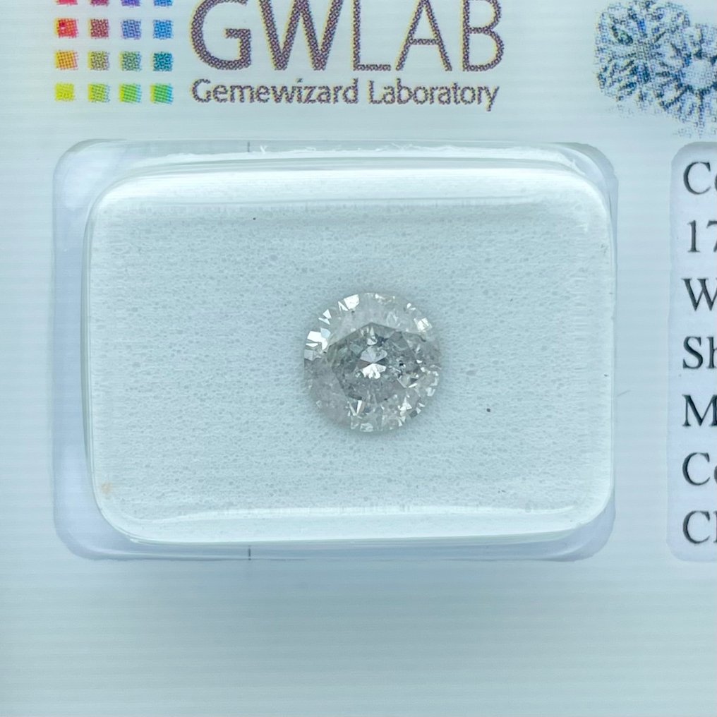 χωρίς τιμή ασφαλείας - 1 pcs Διαμάντι  (Φυσικό)  - 1.01 ct - Στρογγυλό - I - I2 - Gemewizard Gemological Laboratory (GWLab) #1.0
