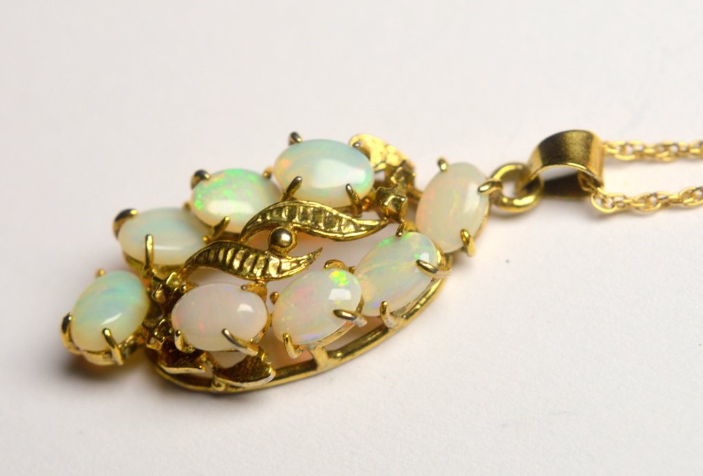 沒有保留價 - 頸鏈 925纯银 蛋白石 - 4.00 克拉 #4.3