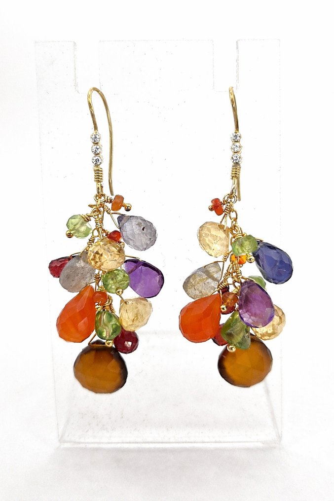 No reserve price - Earrings Silver -  40.27ct. tw. Diamond (Natural)  - Ruby #1.0