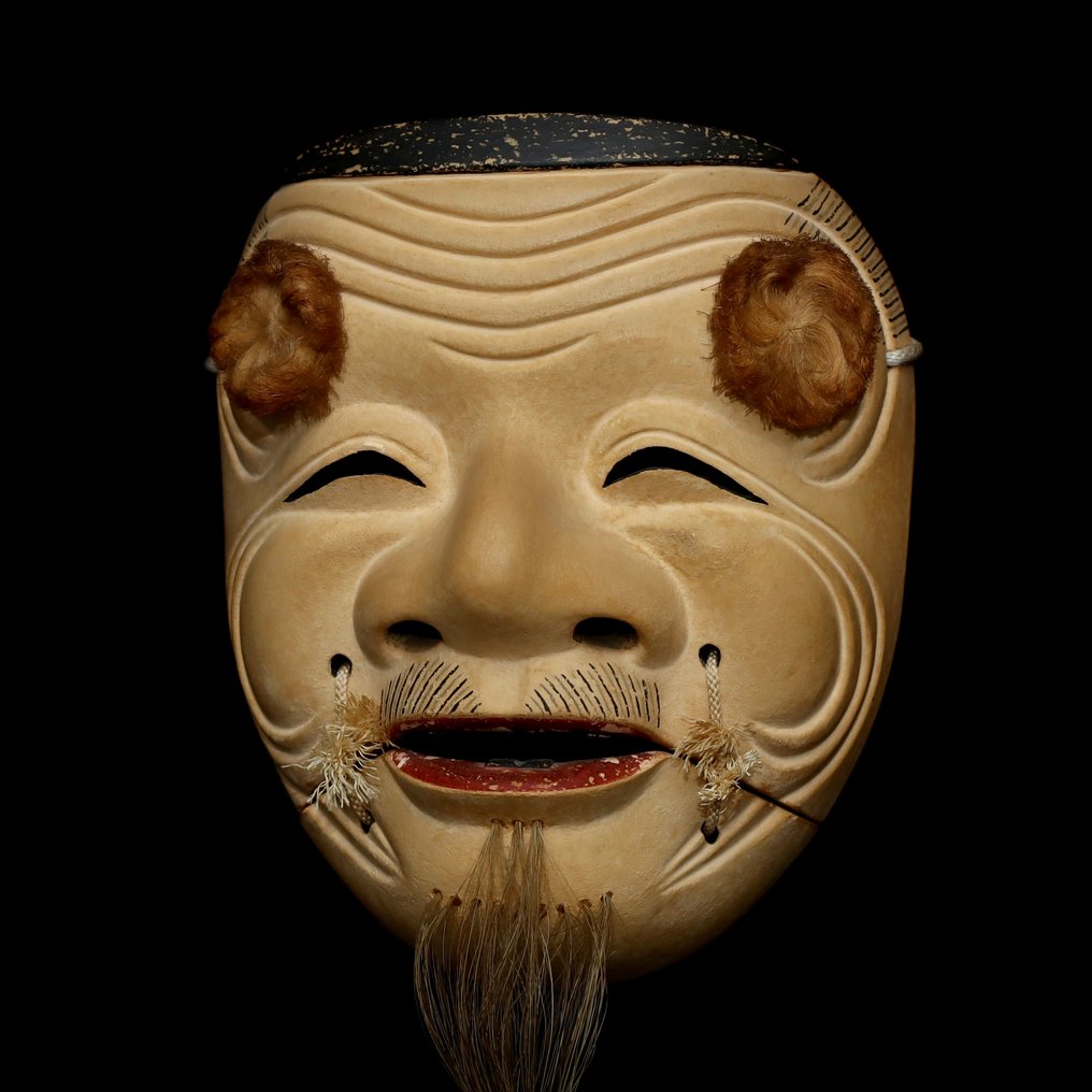 Μάσκα Noh - Ξύλο - Υπογεγραμμένη μάσκα Noh - OKINA翁 #4.3