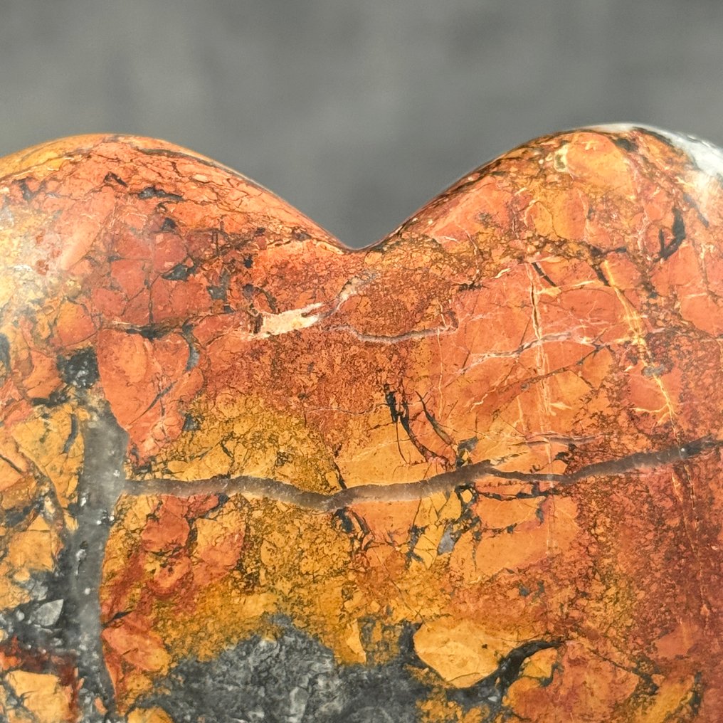 Χωρίς ελάχιστη τιμή - Υπέροχο ζευγάρι κόκκινο Maligano Jasper Καρδιά και σφαίρα σε προσαρμοσμένες βάσεις.- 1400 g - (2) #4.3