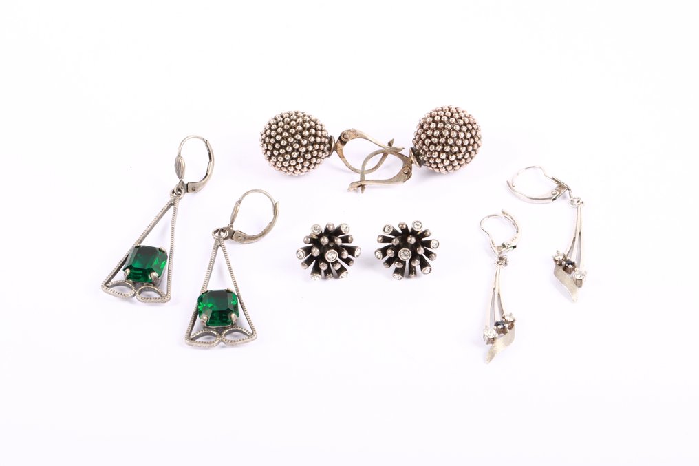 χωρίς τιμή ασφαλείας - Σκουλαρίκια Ασημί - 4x βιντάζ #1.0