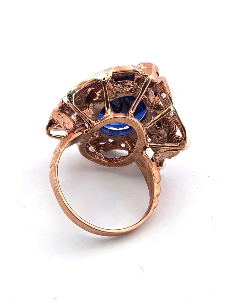 χωρίς τιμή ασφαλείας - Δαχτυλίδι - 9 kt. Ροζ χρυσό, Ασημί Ζαφείρι - Διαμάντι #4.3