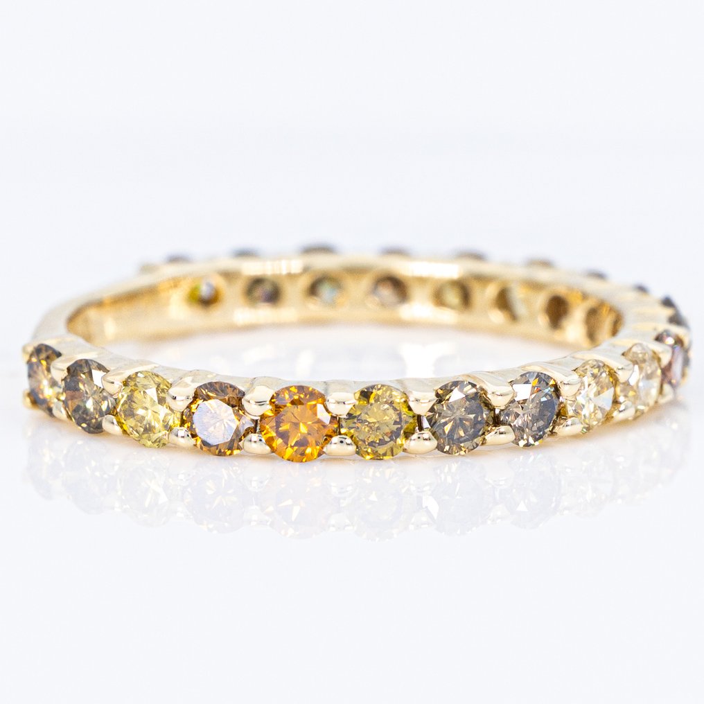 χωρίς τιμή ασφαλείας - Δαχτυλίδι - 14 καράτια Κίτρινο χρυσό -  1.10ct. tw. Διαμάντι (Φυσικού χρώματος) #1.0