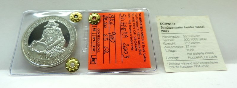 Switzerland. 50 Francs 2003 "Tiro federale, Basel" (No reserve price) #4.3