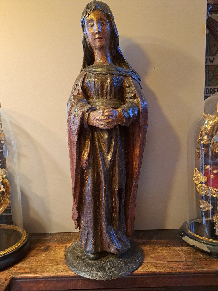 古董木制多彩雕像 - 圣母玛利亚 - 74 厘米 - 橡木 - 1750-1800年 #2.1