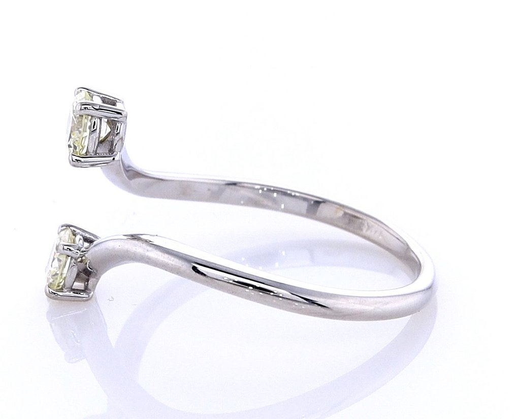 Fără preț de rezervă - Inel - 14 ct. Aur alb - 0.49ct. tw. Diamant (Colorat natural) #4.3