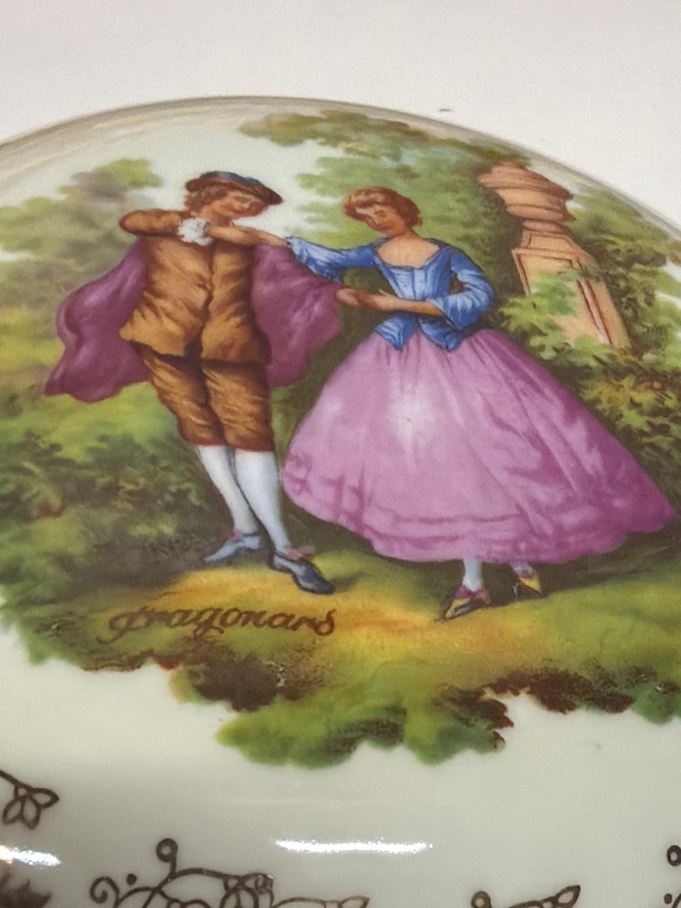 F.M. Limoges - Bonbon mand - Fragonard, Signé - Porcelaine Artistique F.M - LIMOGES - Porselein - Echte LIMOGES - Sieraden #1.0