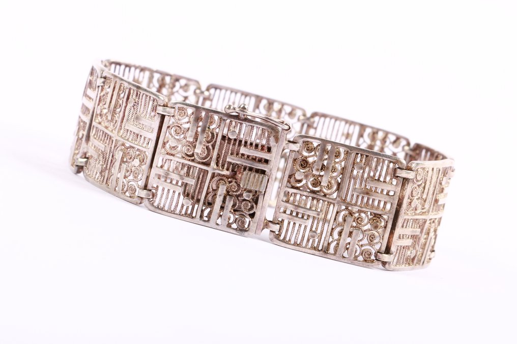 Utan reservationspris - Armband Silver - Vintage abstract panel #4.3
