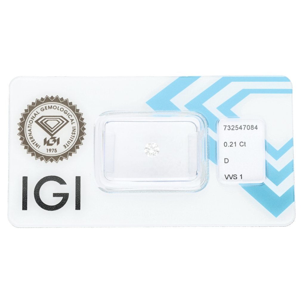 没有保留价 - 1 pcs 钻石  (天然)  - 0.21 ct - 圆形 - D (无色) - VVS1 极轻微内含一级 - 国际宝石研究院（IGI） #1.0