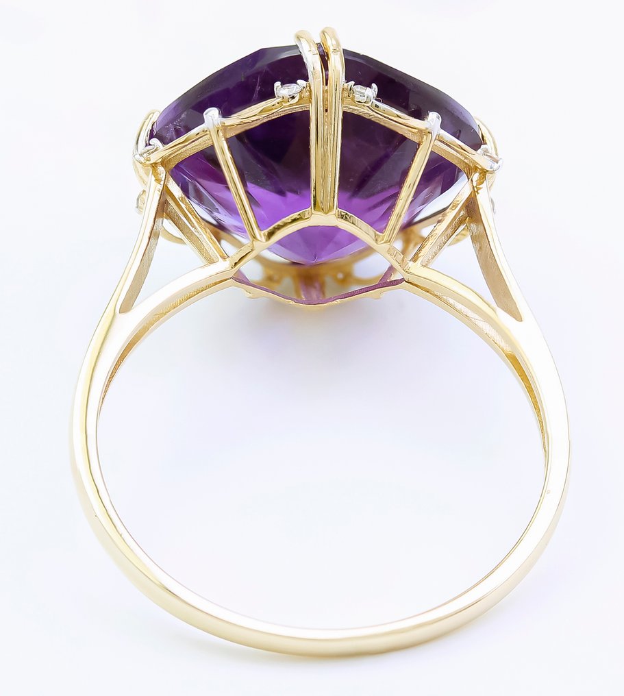 没有保留价 - 戒指 - 14K包金 黄金 紫水晶 - 钻石 - US-7 #4.3