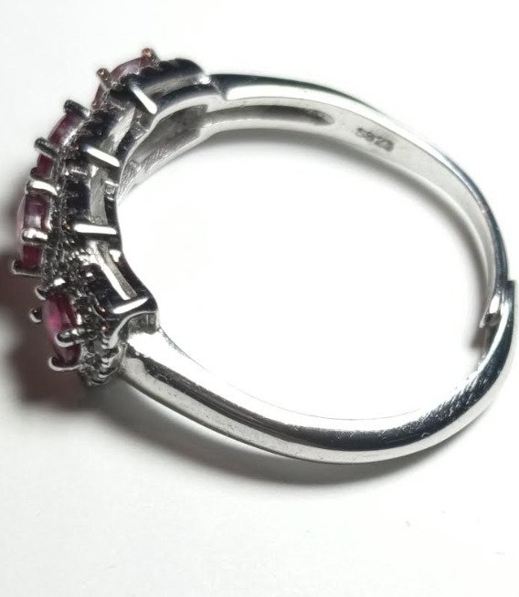 沒有保留價 - 戒指 銀 紅寶石 - 鉆石 #2.1