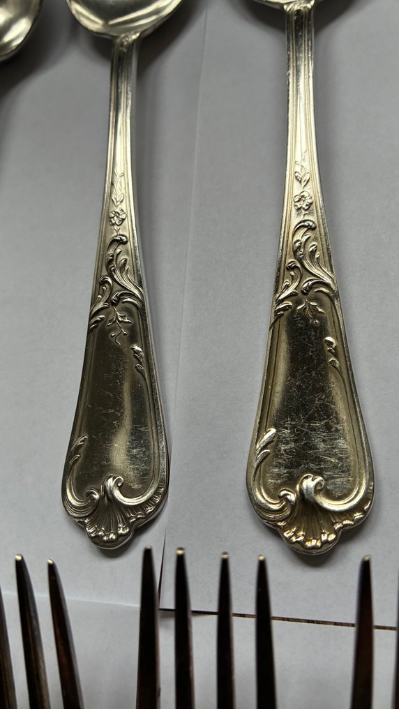 Ercuis - 12件餐具套裝 (22) - 鍍銀 - Rocaille #1.0