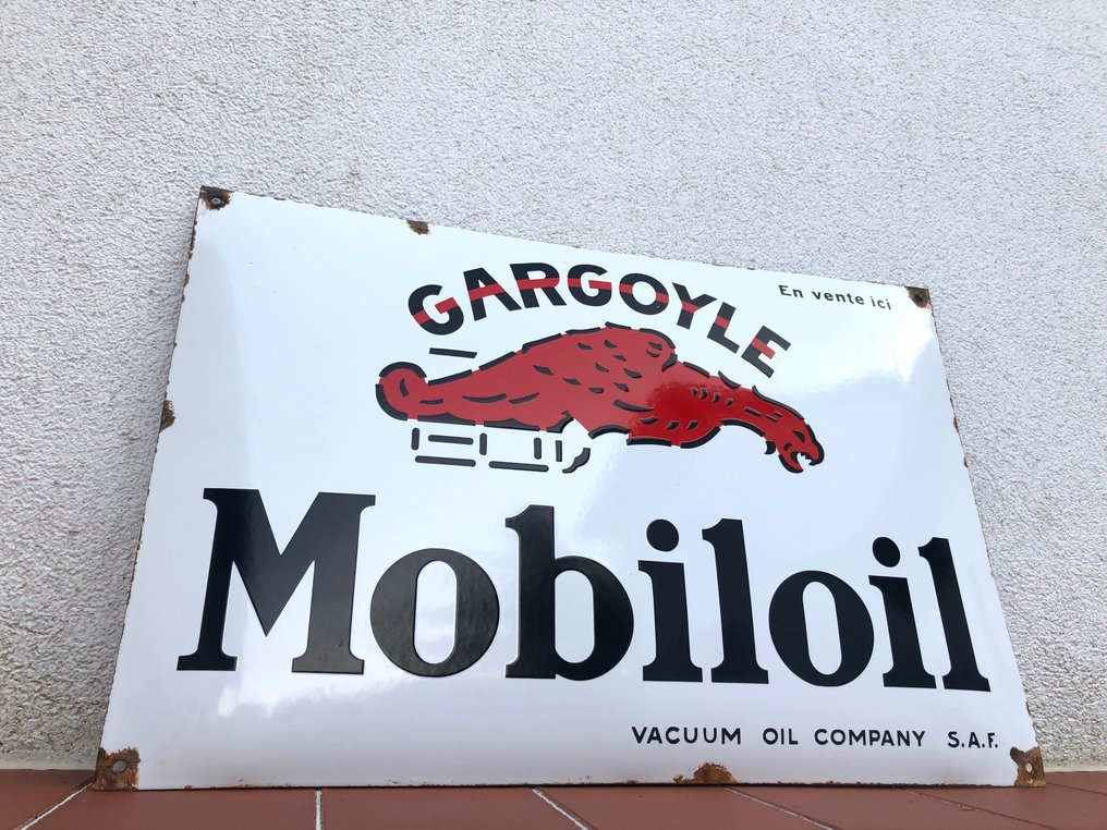 Παλαιό vintage σήμα εμαγιέ - Mobiloil Gargoyle Garage Service Advertising Sign #3.2