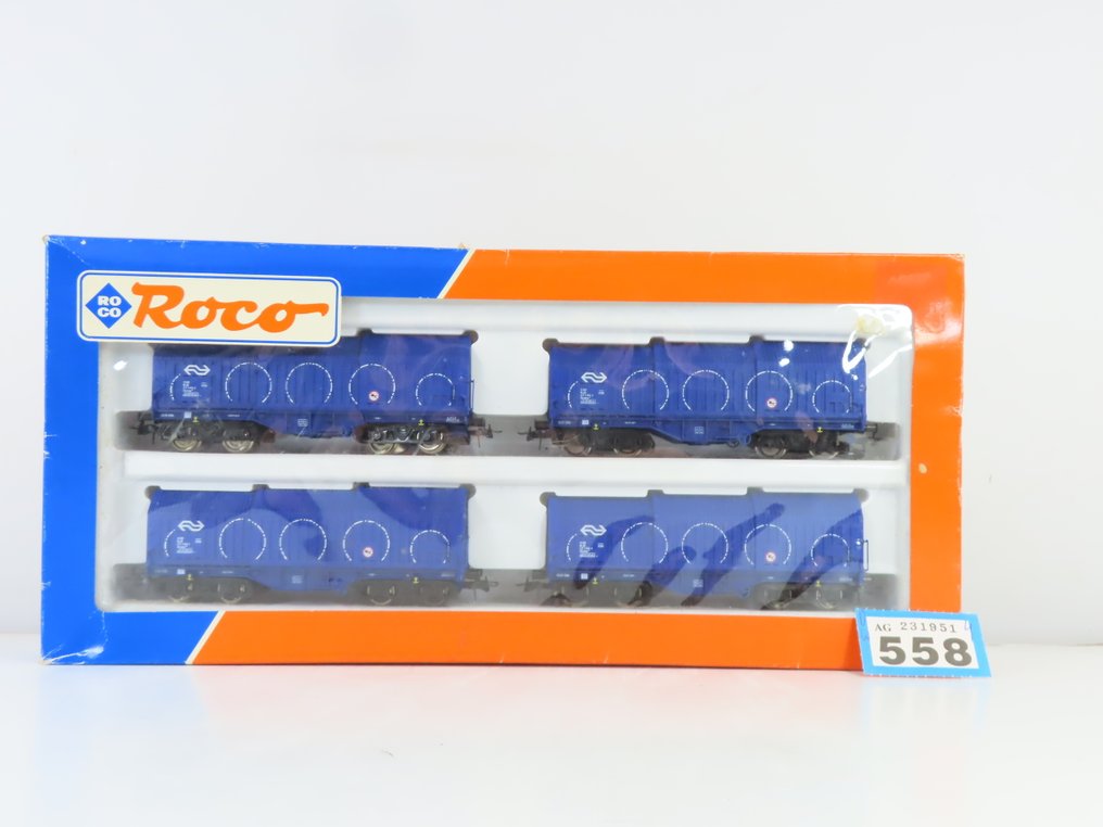 Roco H0轨 - 44059 - 模型火车货车组 (1) - 四件套货车组,配备四轴“望远镜车”型号Shimms。 - NS #4.3