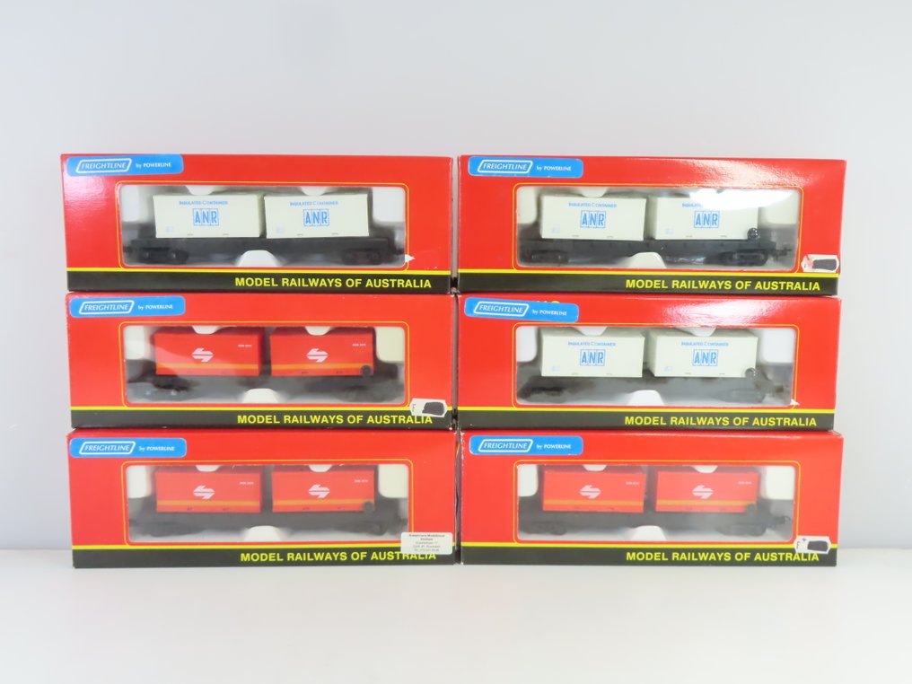 Freightline H0 - P620/P625 - Τρένο μοντελισμού μεταφοράς εμπορευμάτων (6) - 6x φορτηγά κοντέινερ με φορτίο, μεταξύ άλλων με εκτύπωση «ANR». - Canadese Spoorwegen #3.2
