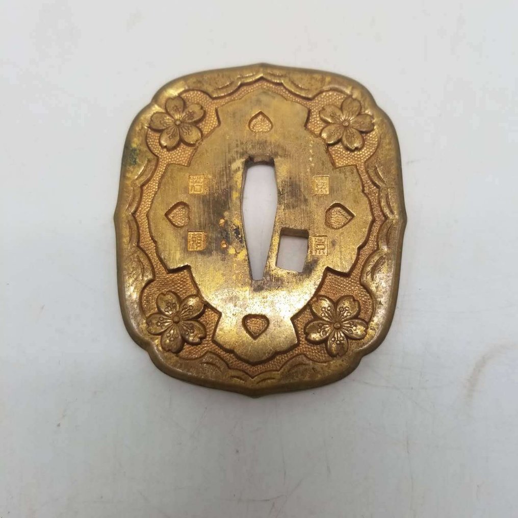 铜制Tsuba，梅花图案 - 铜 - 日本 - 1900-2000 #1.0