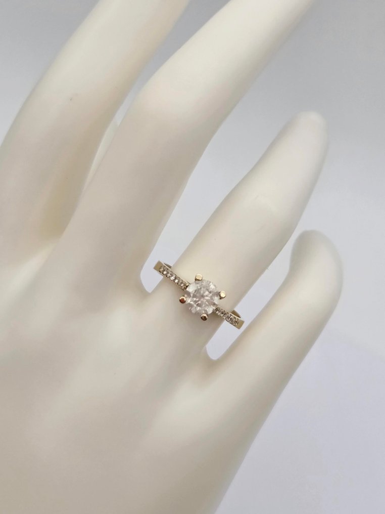 戒指 - 14 克拉 黃金 鉆石 (天然)  - 鉆石 #1.0