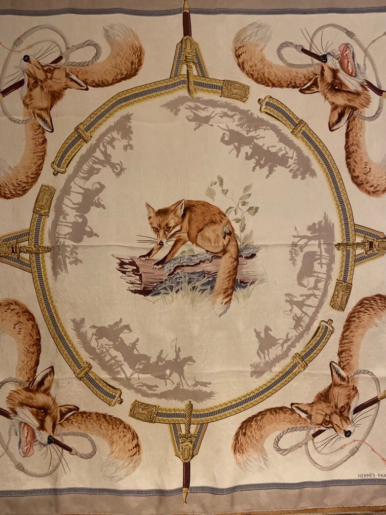 Hermès - " Chasse au Renard" by Hugo Grygkar 1958 Issue Original - Eșarfă #3.2