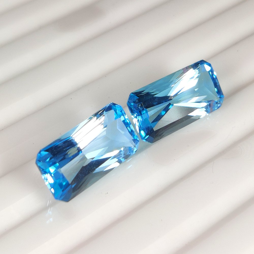 χωρίς τιμή ασφαλείας - 2 pcs  Μπλε Τοπάζιο  - 19.13 ct - Διεθνής Ένωση Έγχρωμων Πολύτιμων Λίθων (ICA GemLab) #3.2