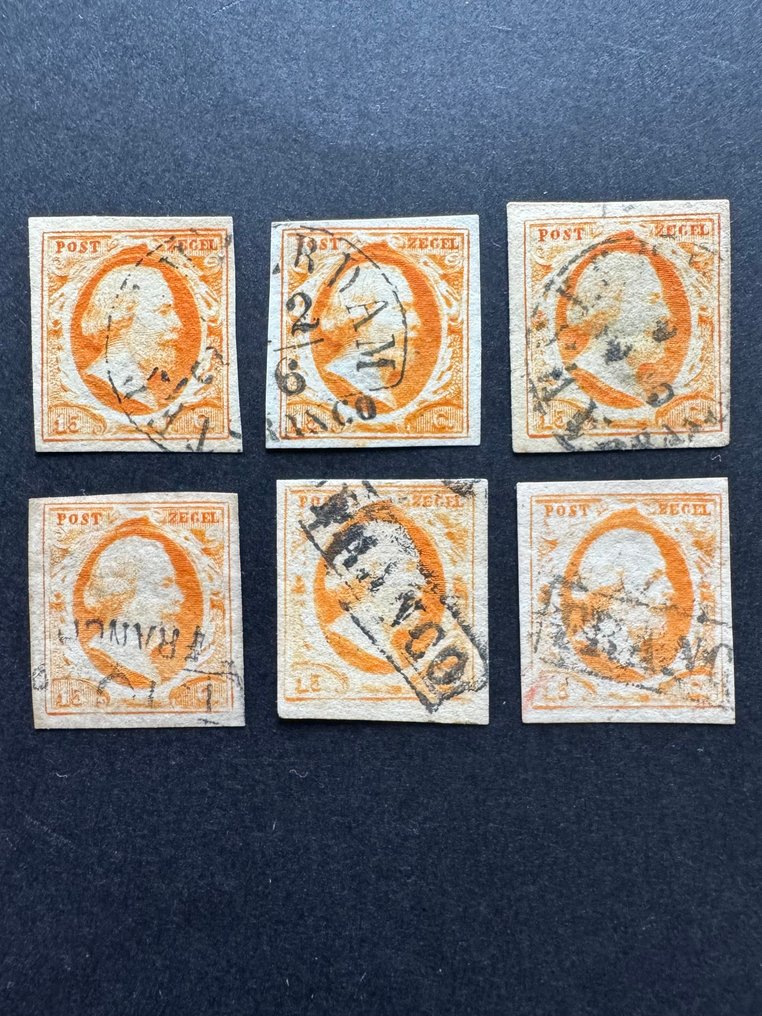 Ολλανδία 1852 - Ο Βασιλιάς Γουλιέλμος ΙΙΙ με ημισέληνο και φραγκοσημάνσεις. - NVPH 3b, 3c, 3d #1.0