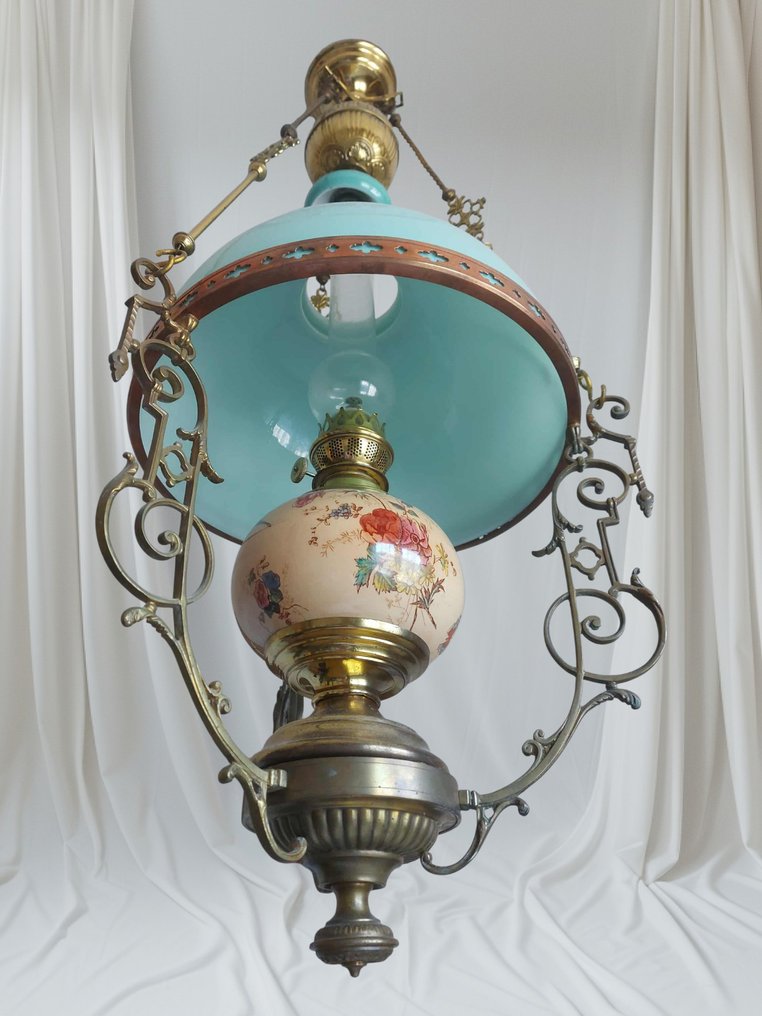 煤油灯 - 镀金青铜 - 乳白色悬挂 #2.1