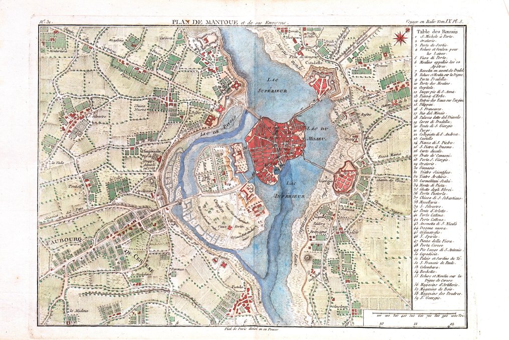 Ιταλία - Μαντόβα, Λομβαρδία; J. Lalande - Plan de Mantoue - 1761-1780 #3.2